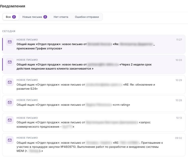 Postrix24: уведомления о новых письмах