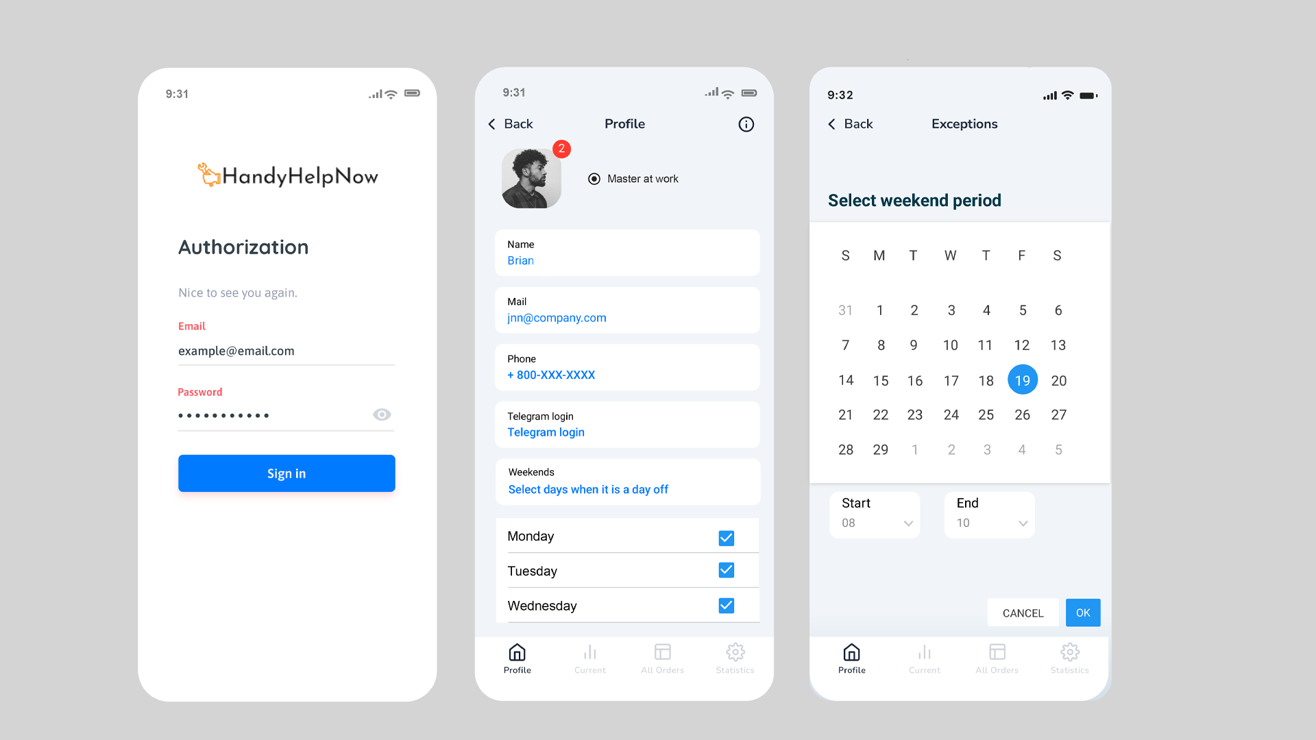 Веб-приложение (личный кабинет) с интеграций Битрикс24 для компании Handy Help Now Services