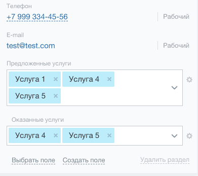 Заполнение пользовательских полей множественного списка оказанных и предложенных услуг Заполнение пользовательских полей множественного списка оказанных и предложенных услуг