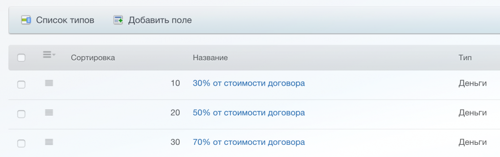 Пример денежных полей сделки в Битрикс24 Пример денежных полей сделки в Битрикс24